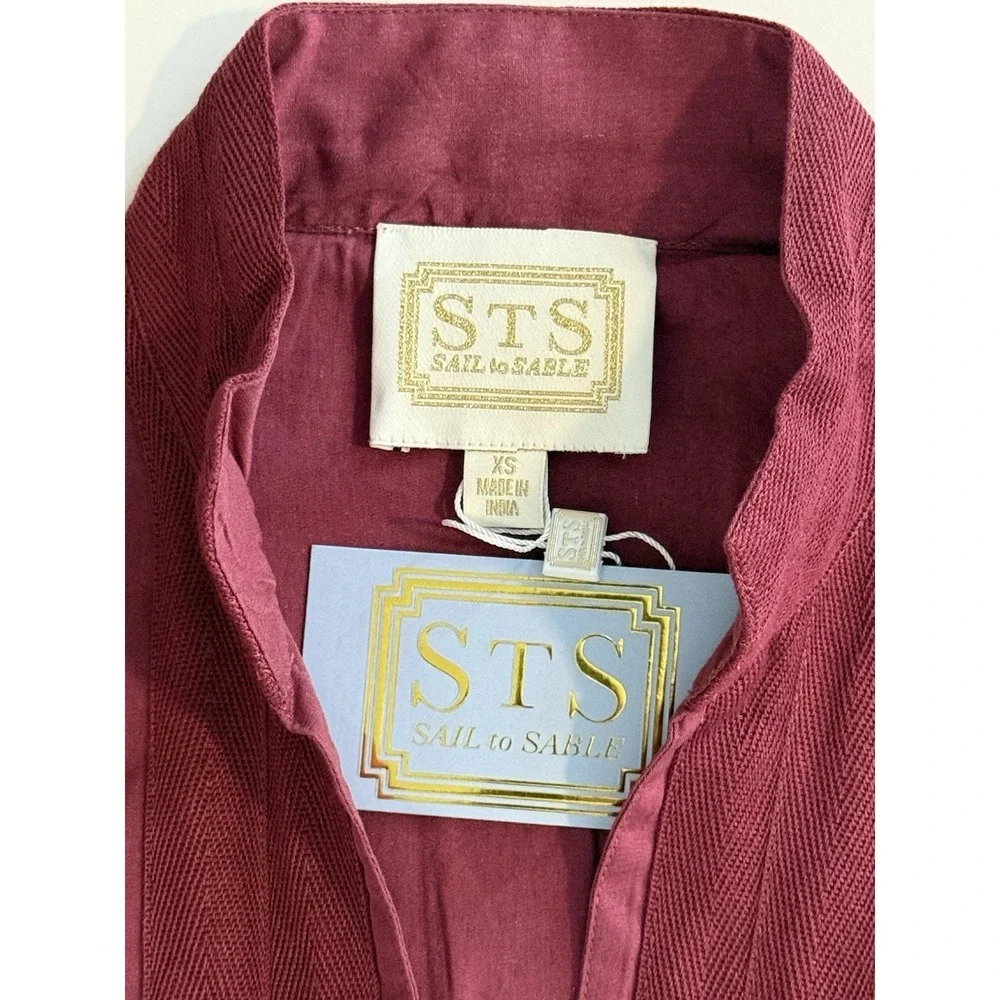 STS Sail to Sable 100% Cotton Maroon Caftan Dress XS Resort Preppy NWT $188 - Picture 6 of 15